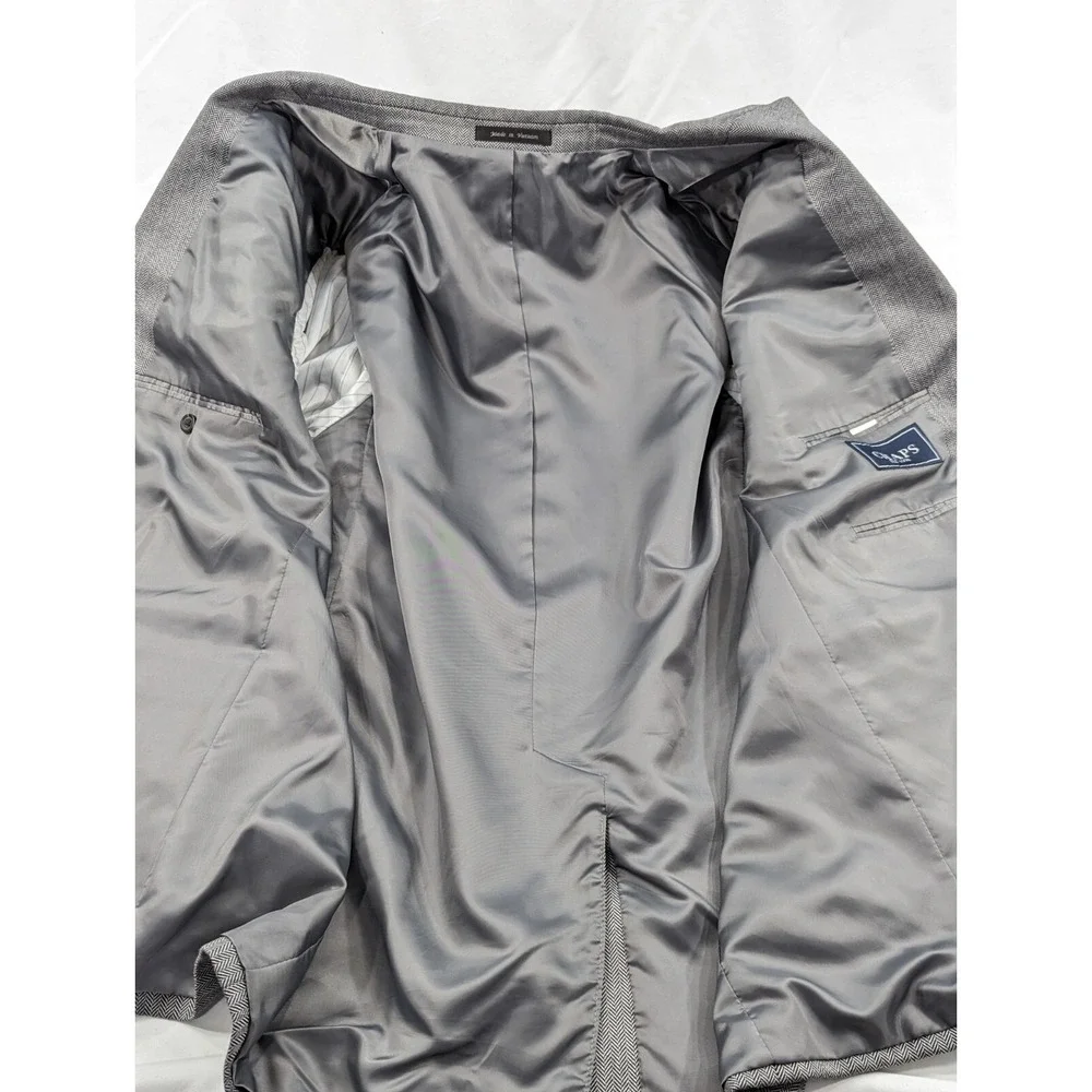 Chaps Ralph Lauren Blazer Sports Suit Jacket Polyester‎ Blend 48R Herringbone
